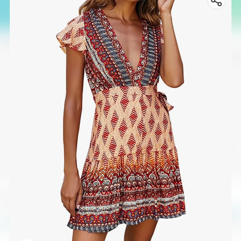 Floral Wrap Dress (Size: L)